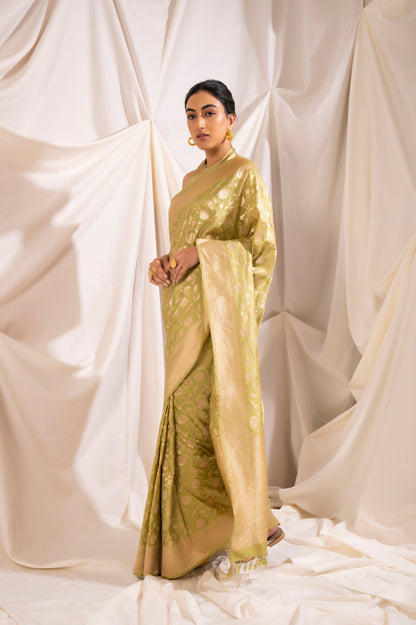 Handwoven Green Silk Sari