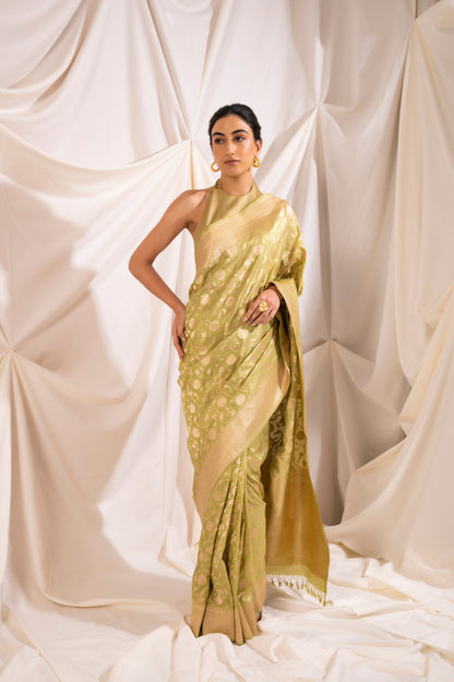 Handwoven Green Silk Sari