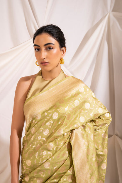 Handwoven Green Silk Sari