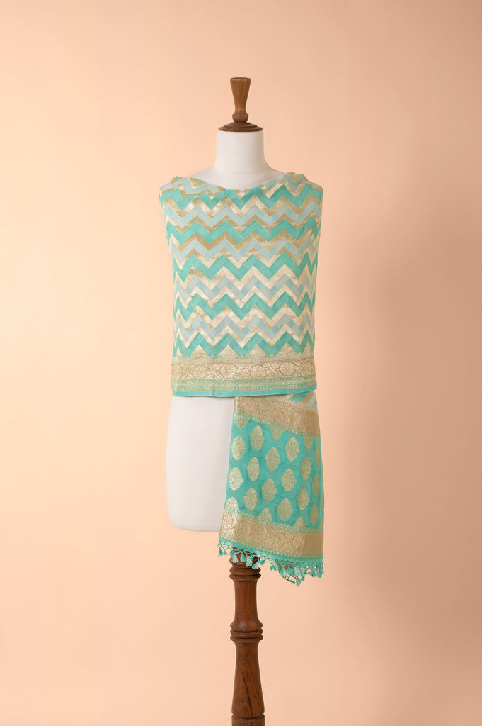 Handwoven Green Georgette Dupatta