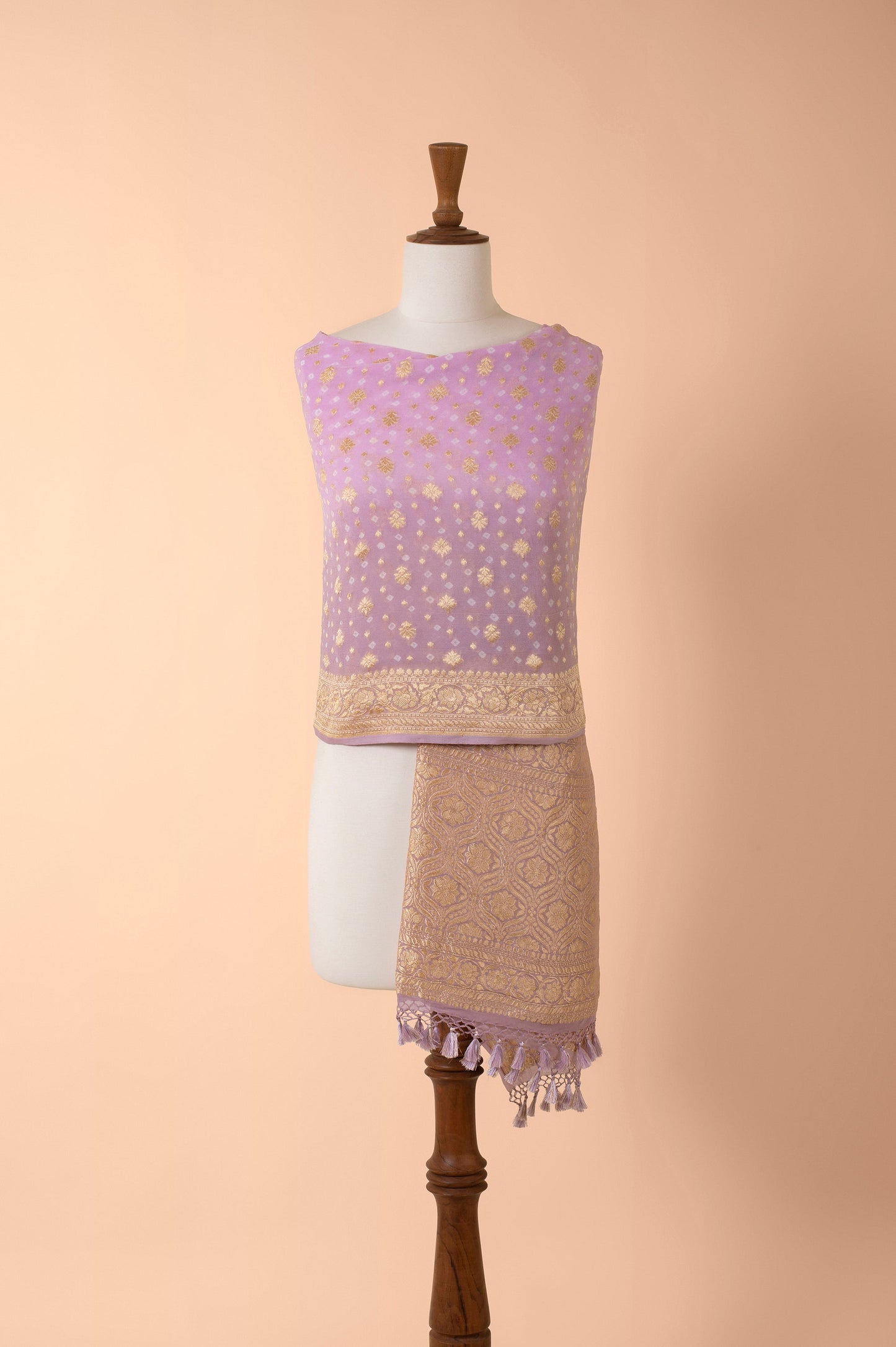 Handwoven Lilac Bandhani Dupatta