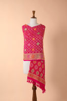 Handwoven Pink Bandhani Dupatta