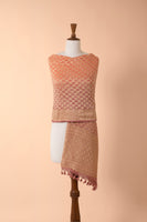 Handwoven Peach Bandhani Dupatta