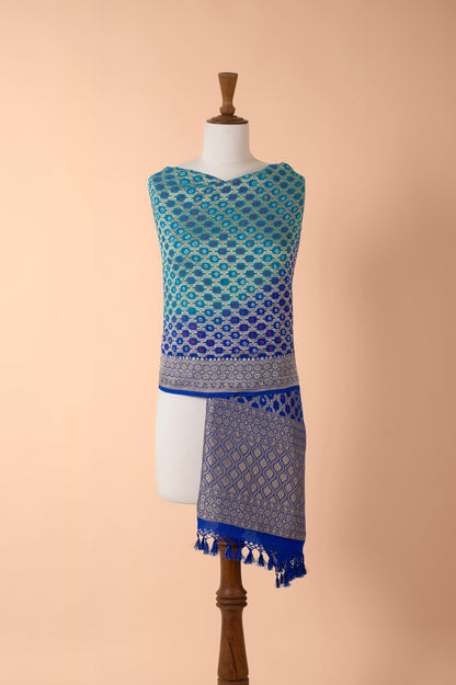 Handwoven Blue Bandhani Dupatta