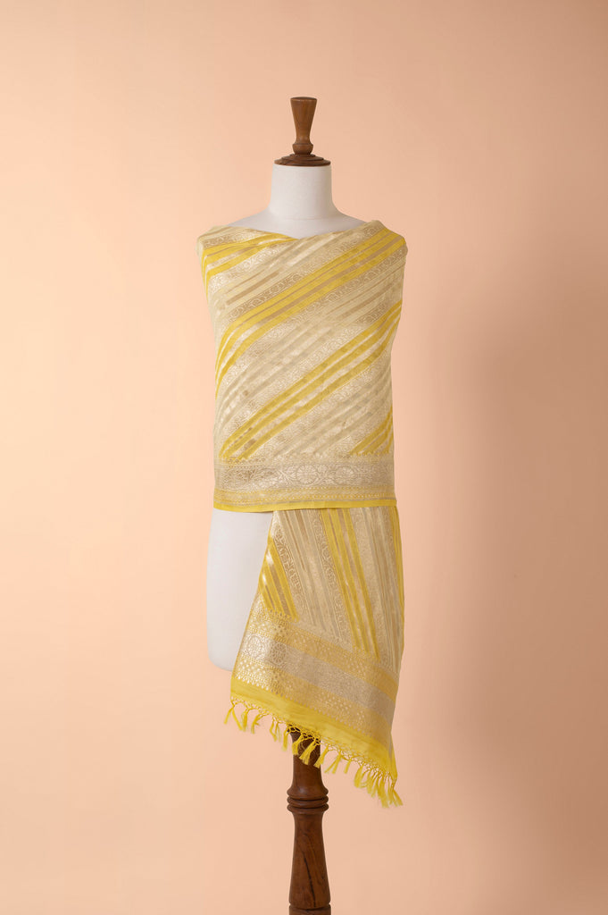 Handwoven Yellow Georgette Dupatta