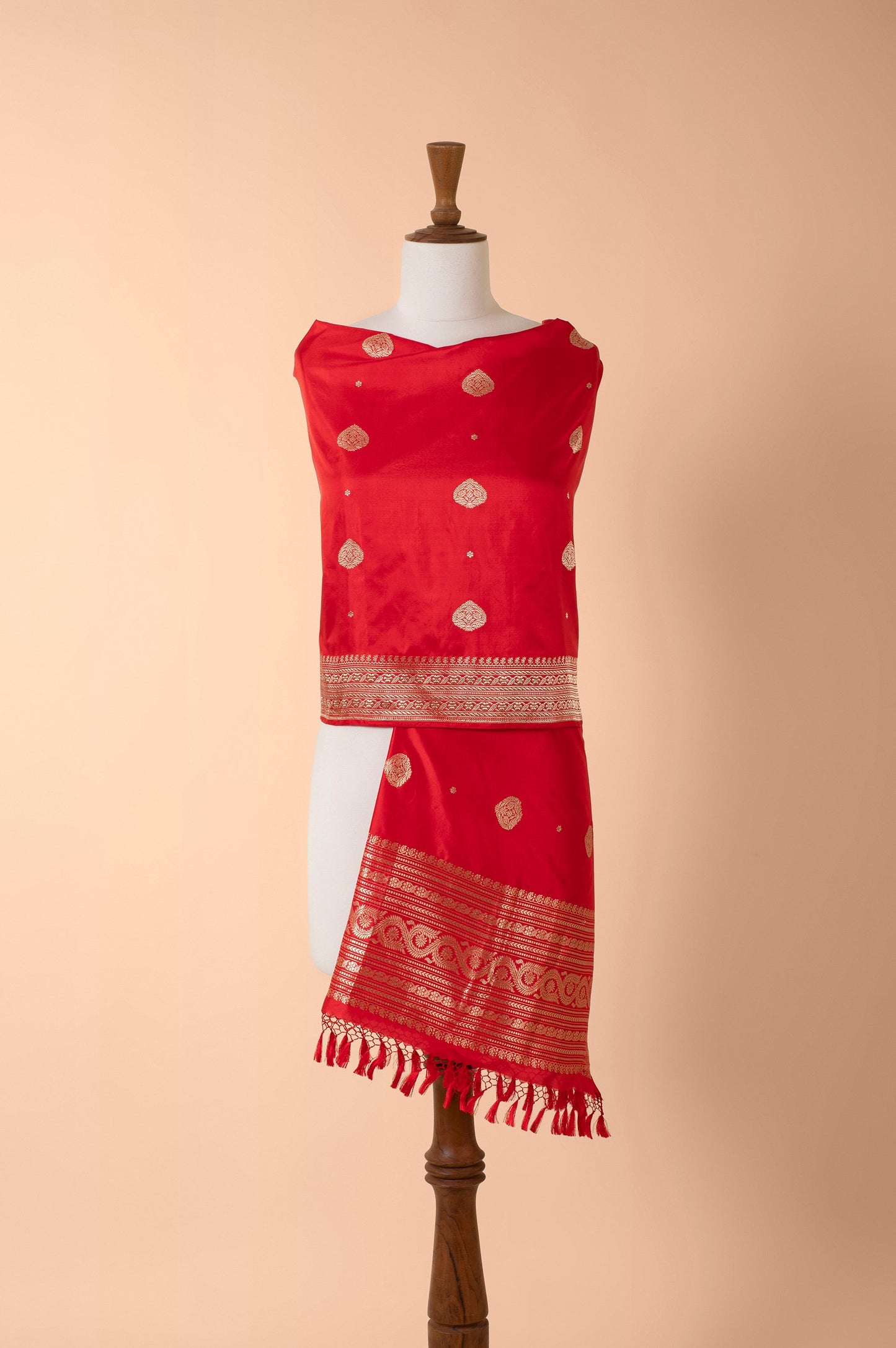 Handwoven Red Silk Dupatta