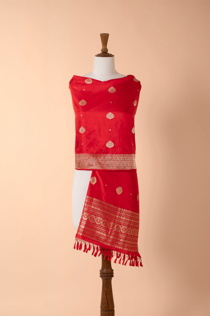 Handwoven Red Silk Dupatta