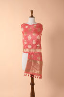 Handwoven Peach Silk Dupatta