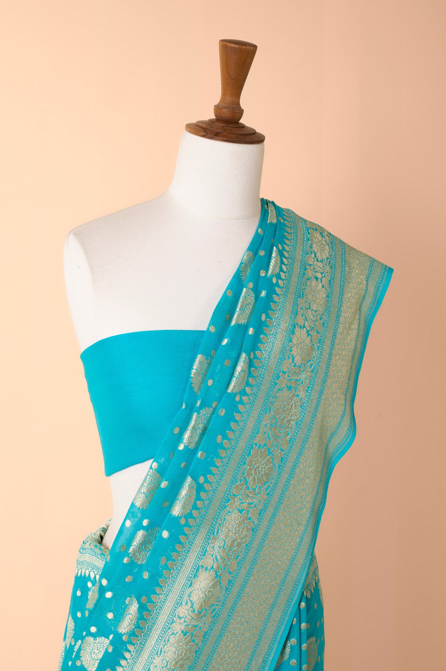 Handwoven Blue Georgette Sari