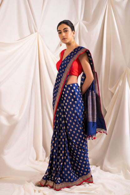 Handwoven Blue Silk Saree