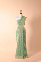 Handwoven Green Georgette Sari