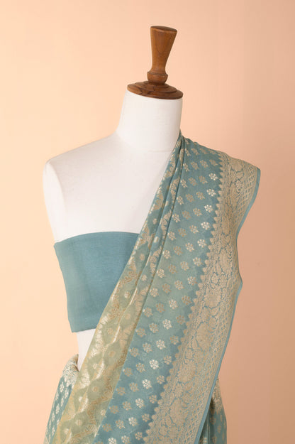 Handwoven Blue Georgette Saree