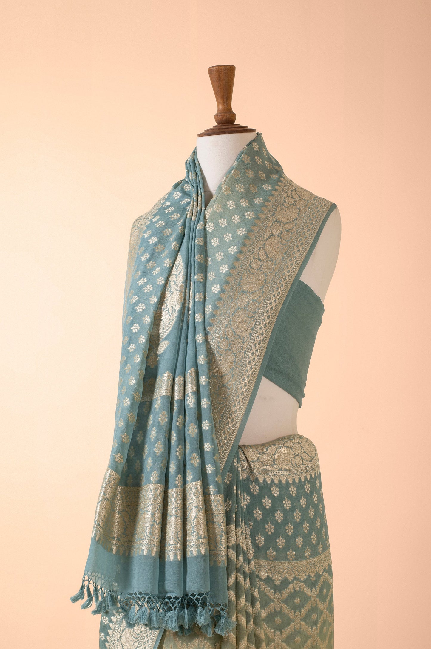 Handwoven Blue Georgette Saree