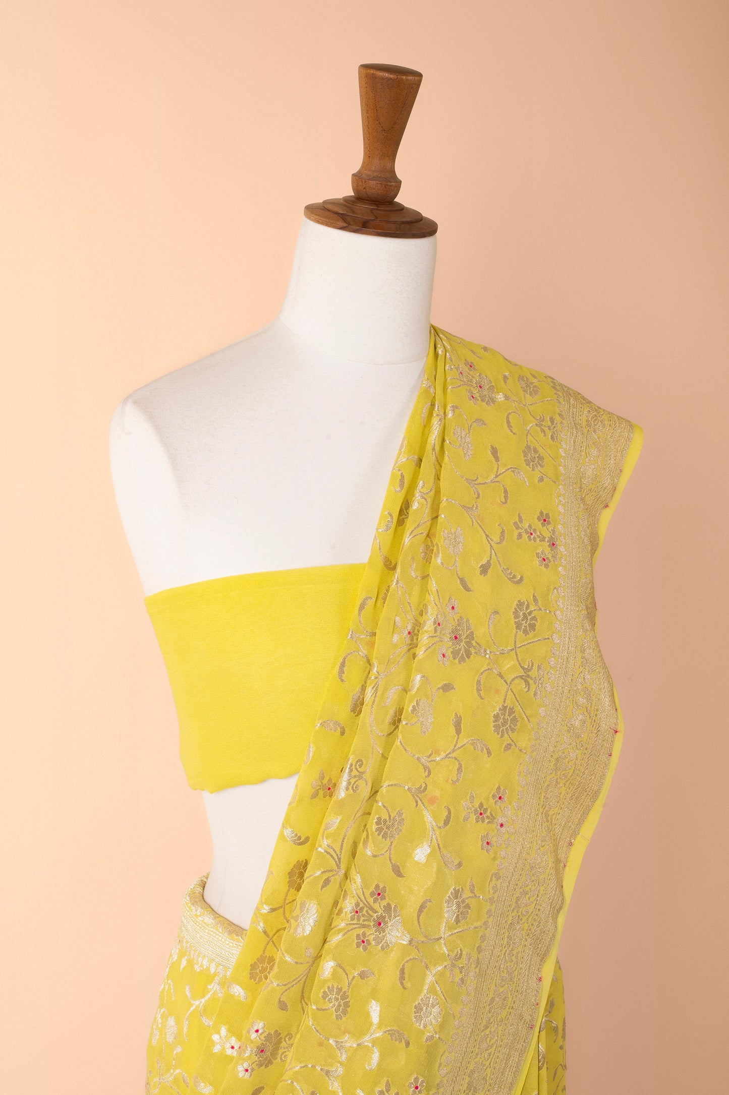 Handwoven Yellow Georgette Sari