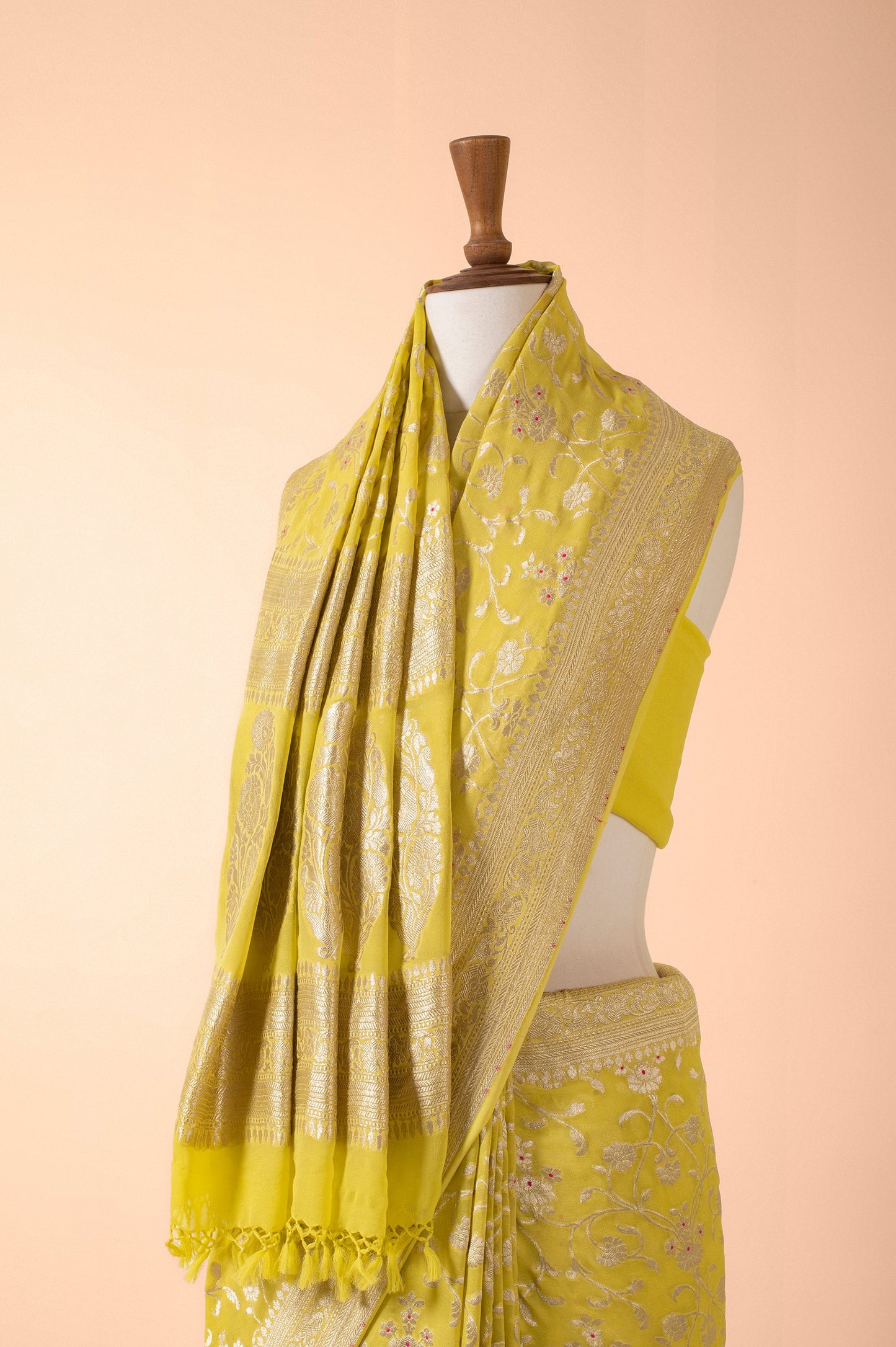 Handwoven Yellow Georgette Sari