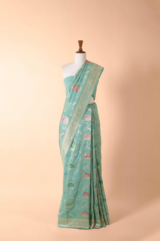 Handwoven Blue Tussar Sari