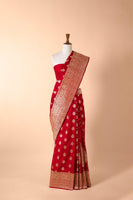 Handwoven Red Satin Silk Sari