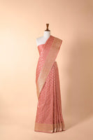 Handwoven Pink Satin Silk Sari