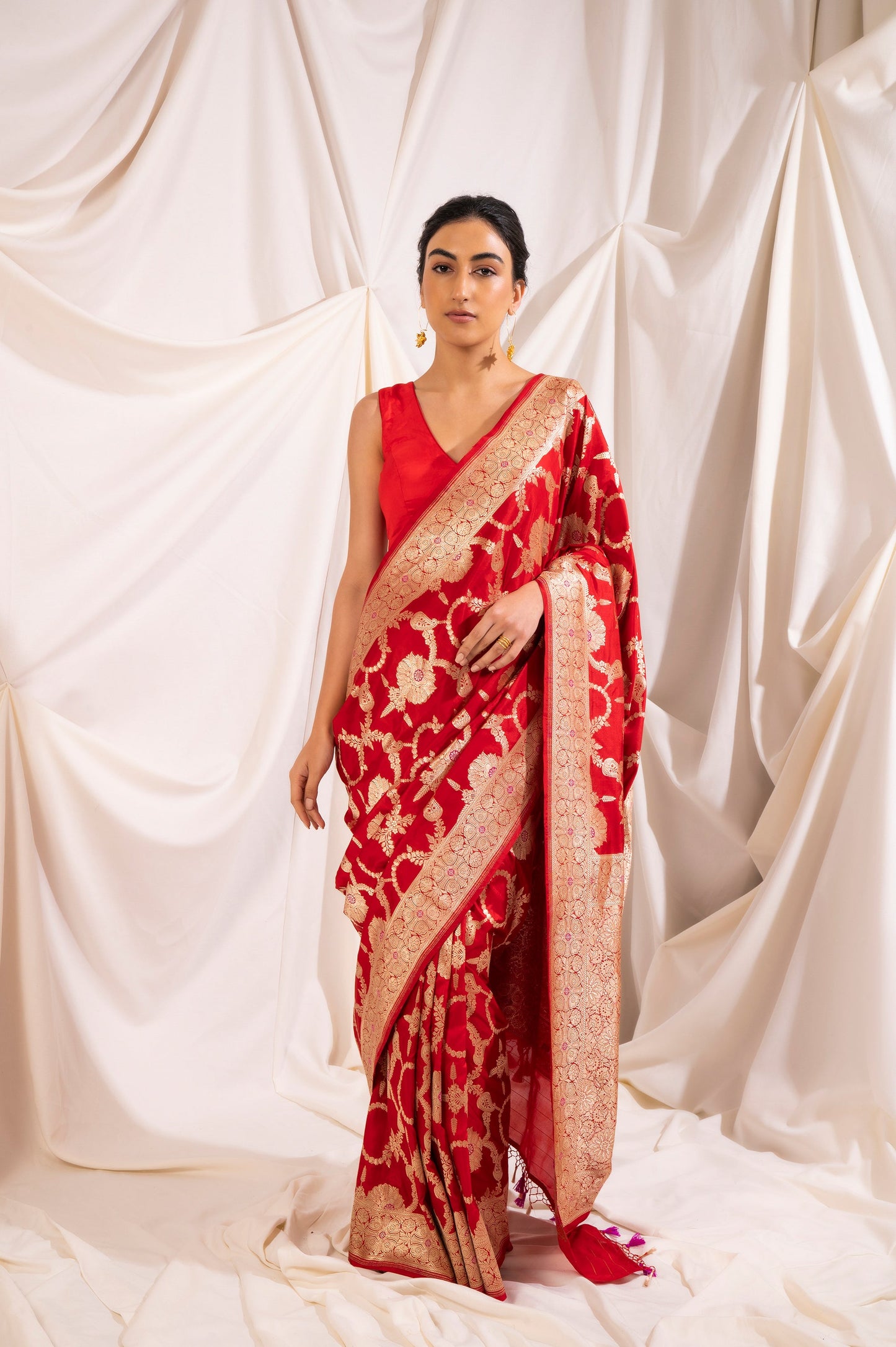 Handwoven Red Silk Sari