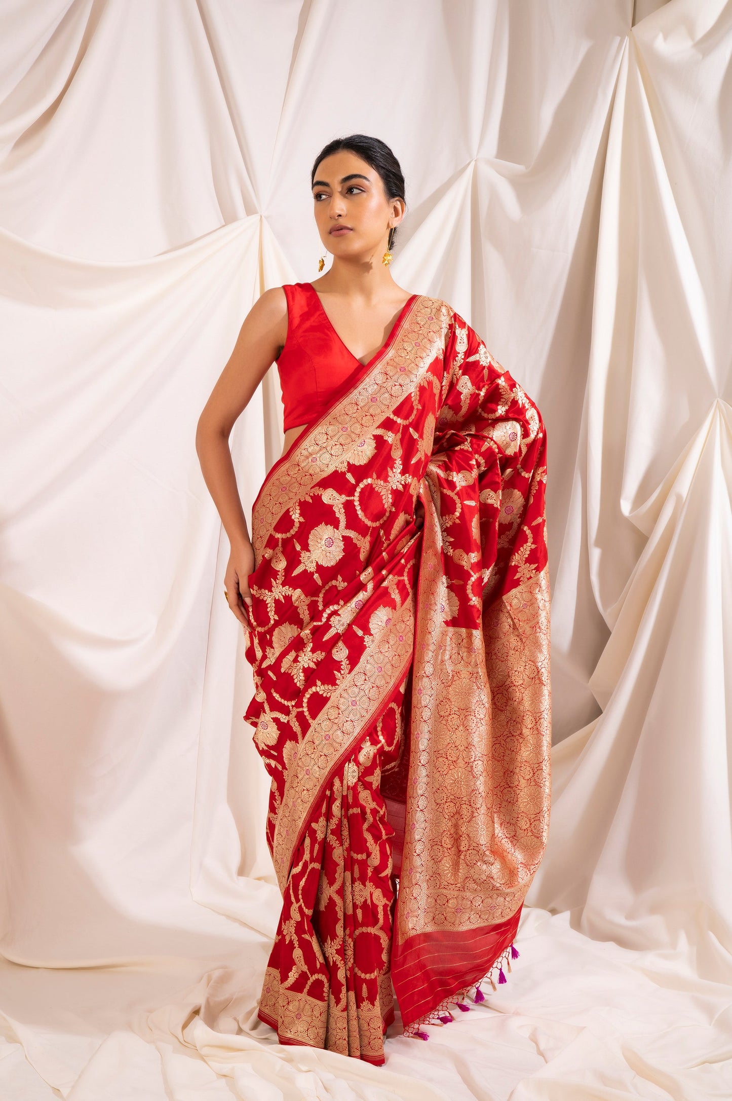 Handwoven Red Silk Sari