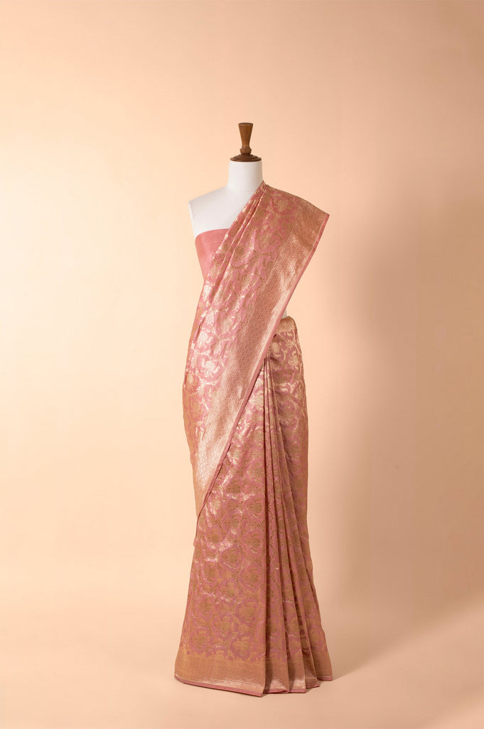 Handwoven Pink Silk Sari