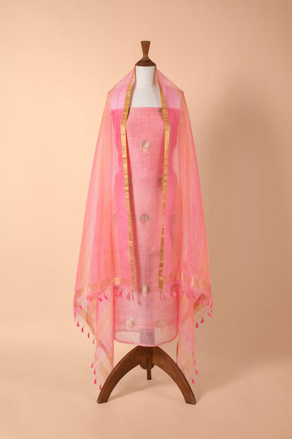 Handwoven Pink Linen Suit Piece