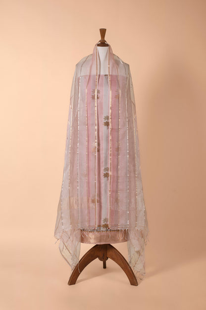 Handwoven Pink Chanderi Suit Piece