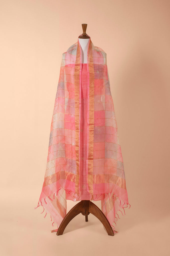 Handwoven Peach Linen Suit Piece