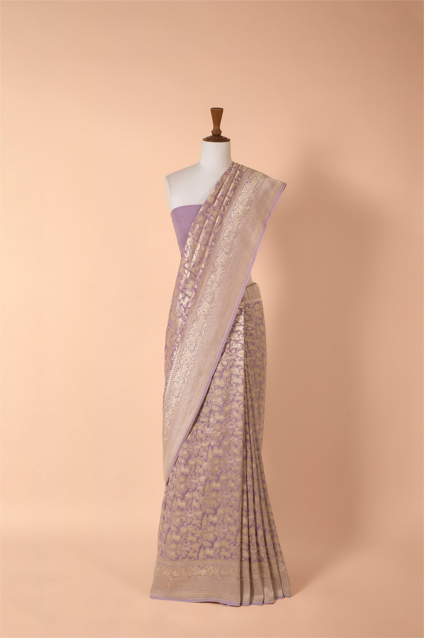 Handwoven Mauve Georgette Sari
