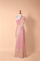 Handwoven Pink Georgette Sari