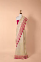 Handwoven Pink Georgette Sari