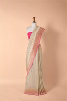 Handwoven Pink Georgette Sari