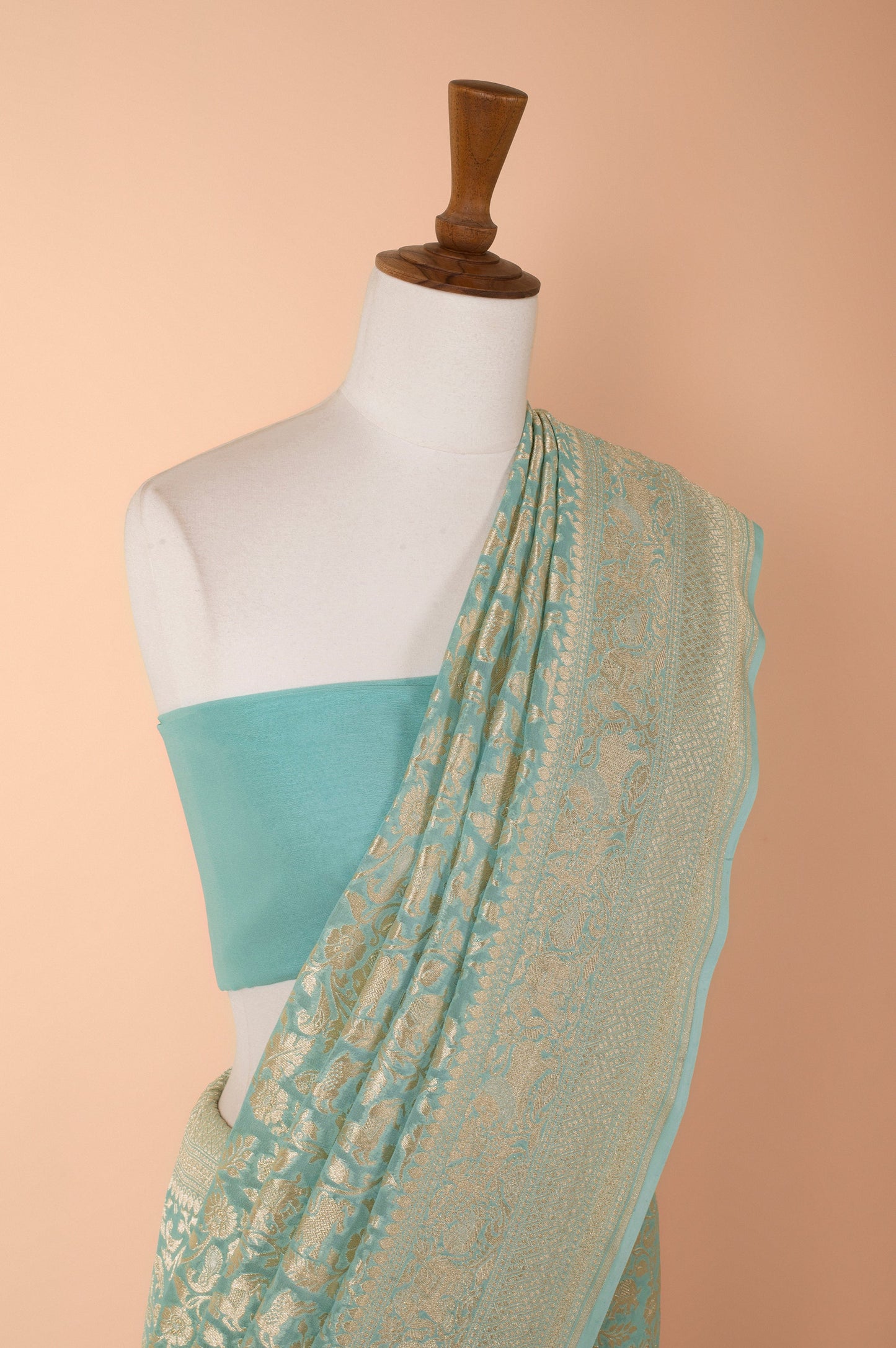 Handwoven Blue Georgette Sari