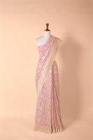 Handwoven Pink Georgette Sari