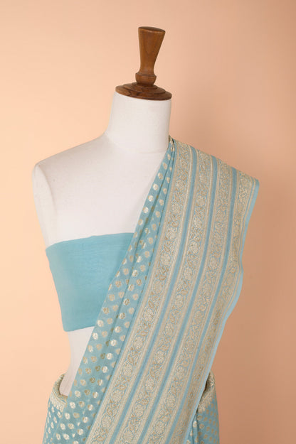 Handwoven Blue Georgette Sari