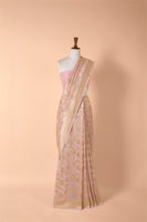 Handwoven Pink Georgette Sari