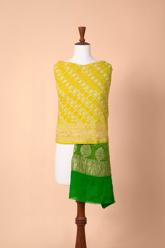 Handwoven Green Georgette Bandhani Dupatta