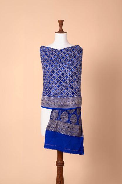 Handwoven Royal Blue Bandhani Dupatta