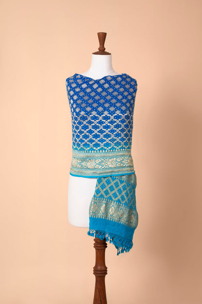 Handwoven Blue Bandhani Dupatta