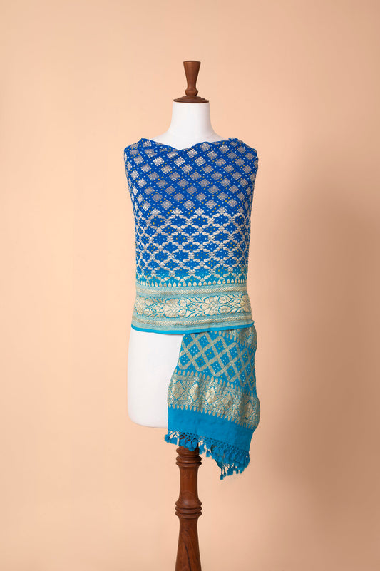 Handwoven Blue Bandhani Dupatta