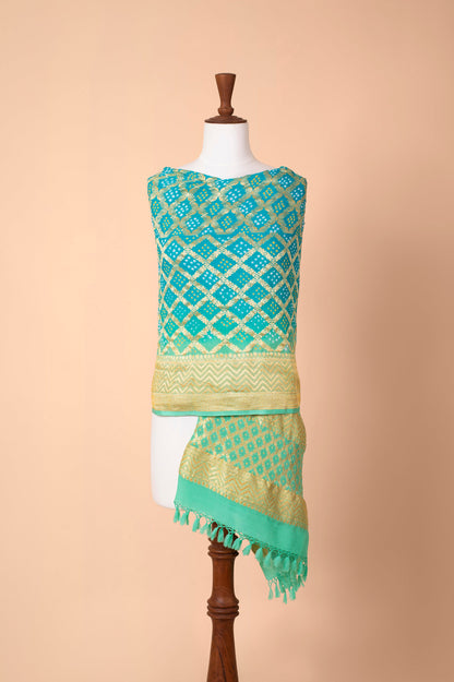 Handwoven Turquoise Bandhani Dupatta