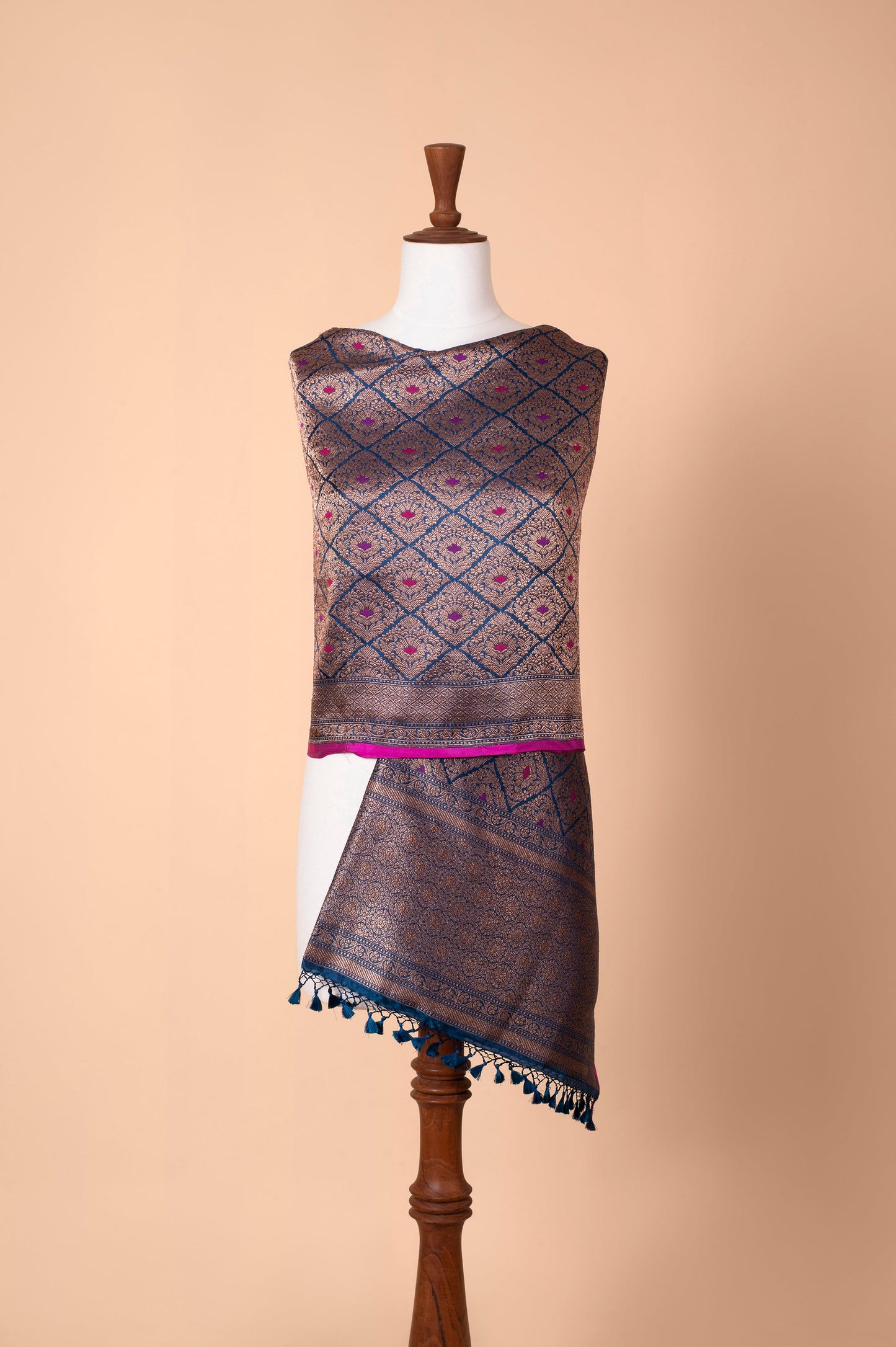 Handwoven Deep Blue Silk Dupatta