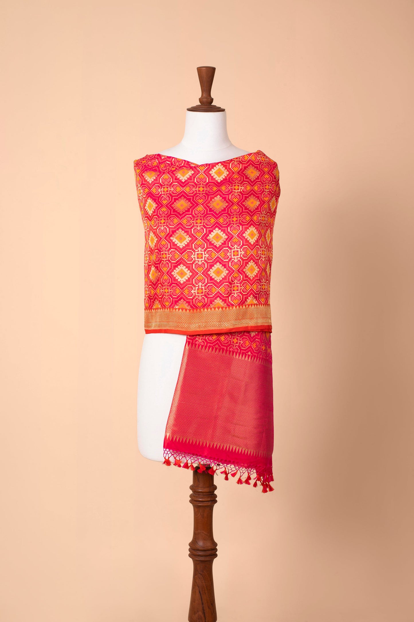 Handwoven Pink Silk Dupatta