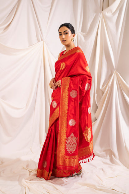 Handwoven Red Silk Saree