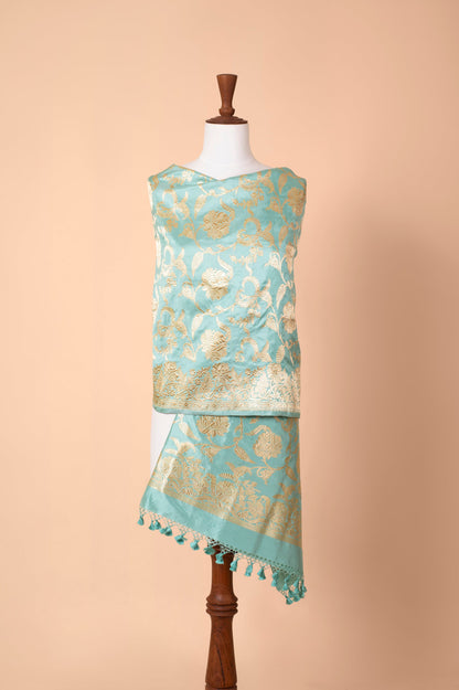 Handwoven Light Blue Silk Dupatta