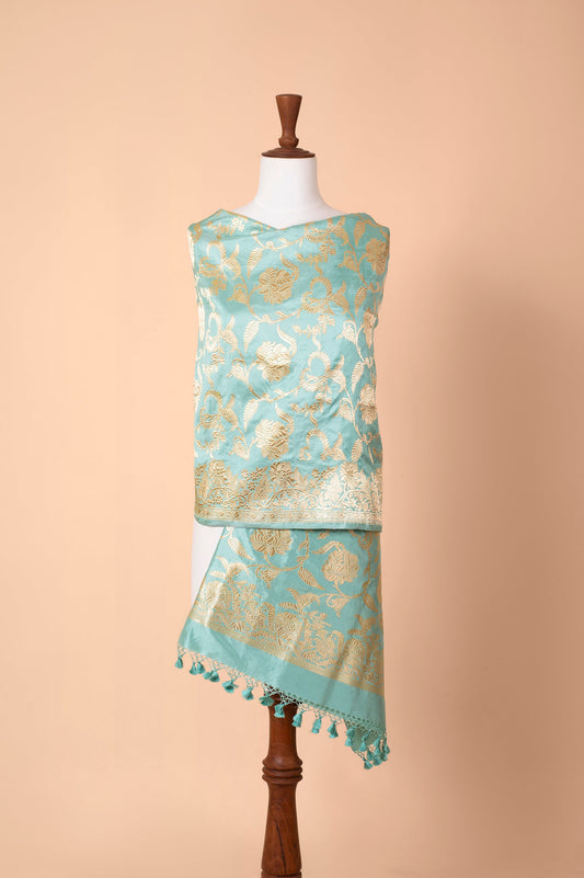 Handwoven Light Blue Silk Dupatta