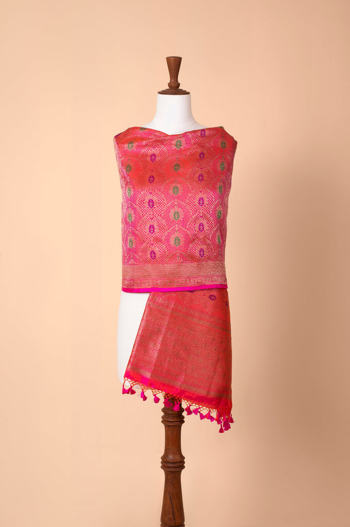 Handwoven Pink Silk Dupatta