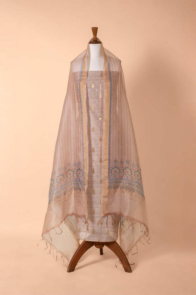 Handwoven Beige Chanderi Suit Piece