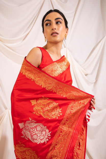 Handwoven Red Silk Saree