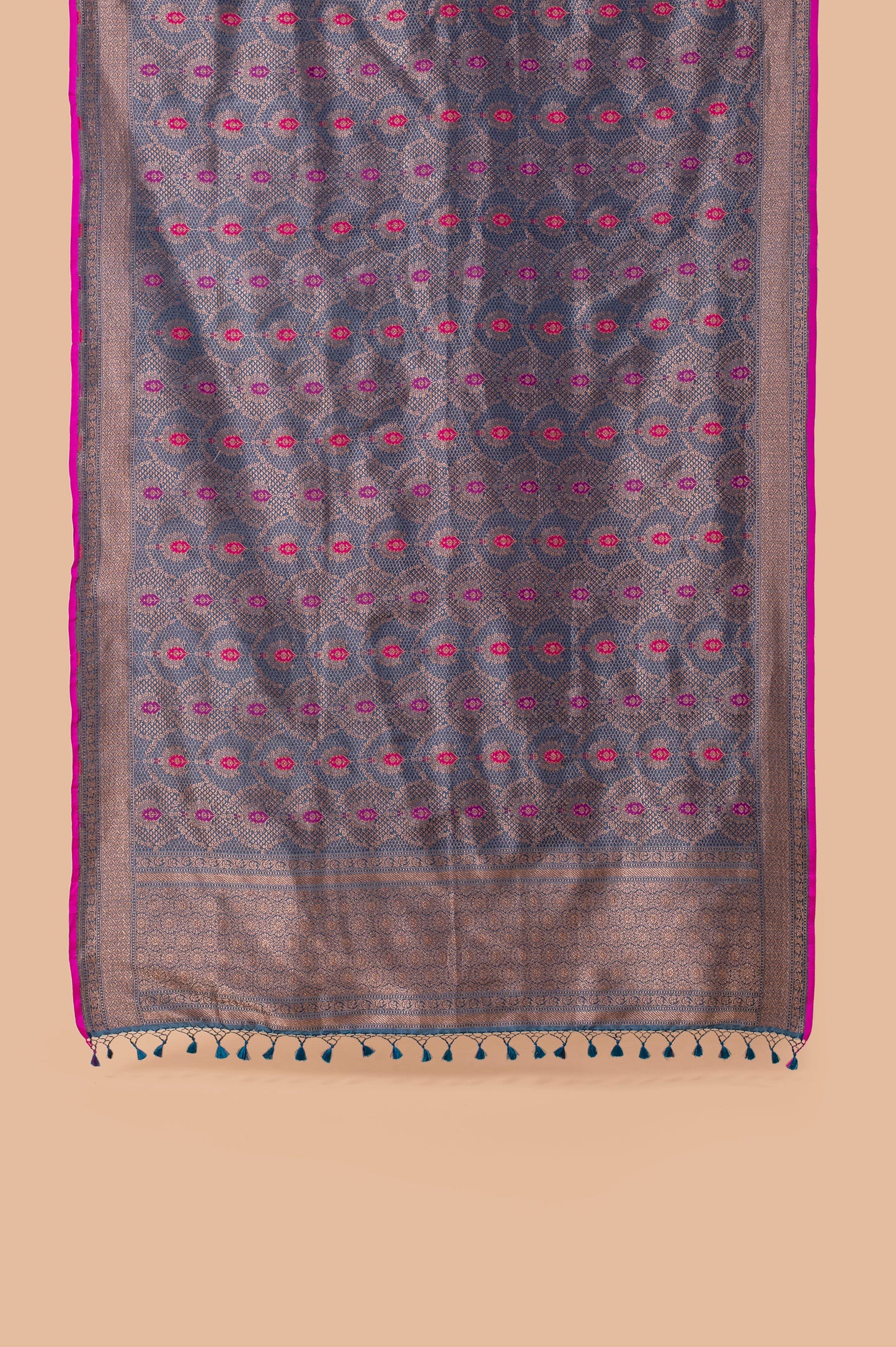 Handwoven Deep Blue Silk Dupatta